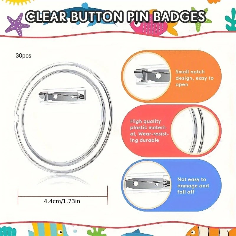 Button Badge Blank - 30 pièces de badges vierges en