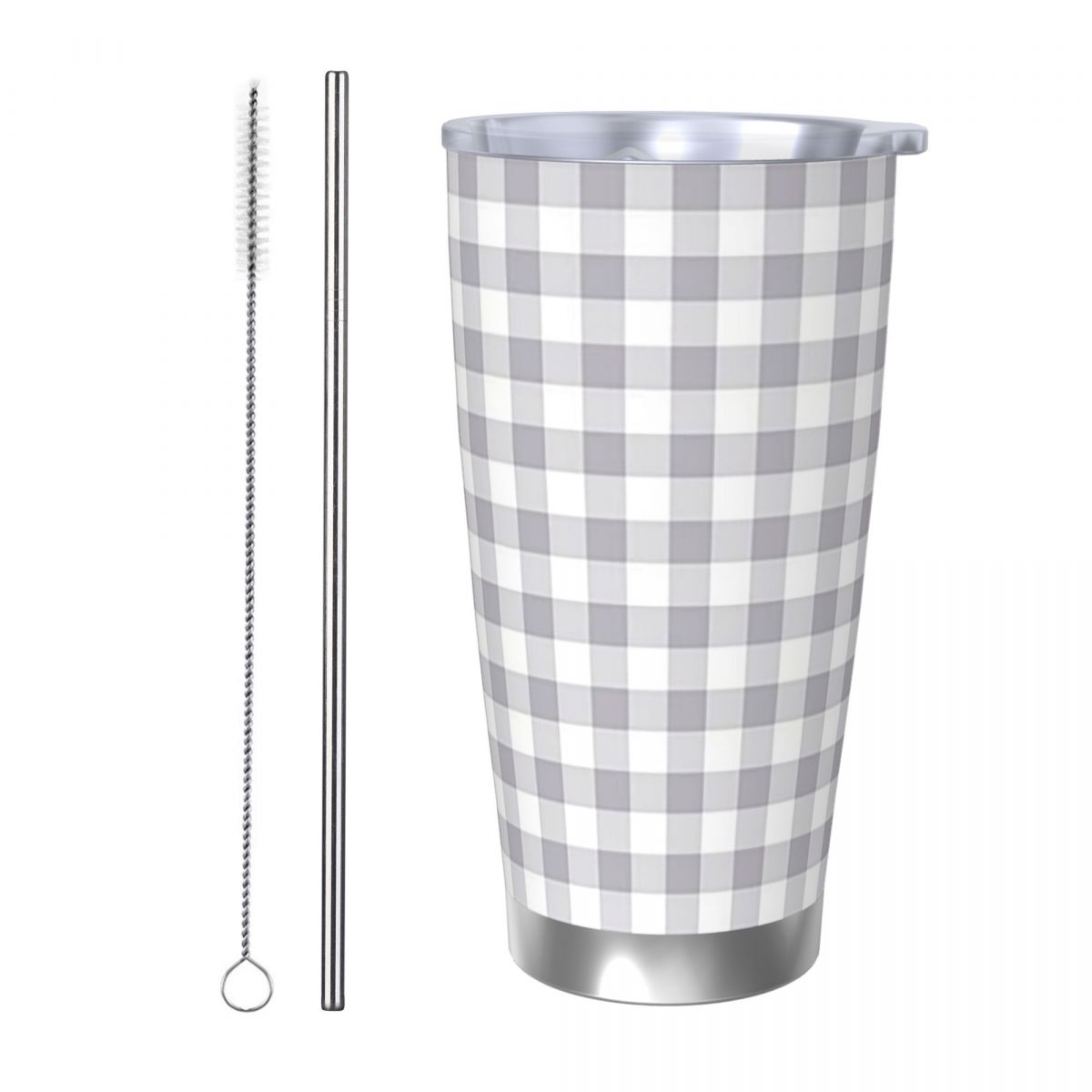 Tumbler 20Oz White - Gobelet en acier inoxydable vichy gris