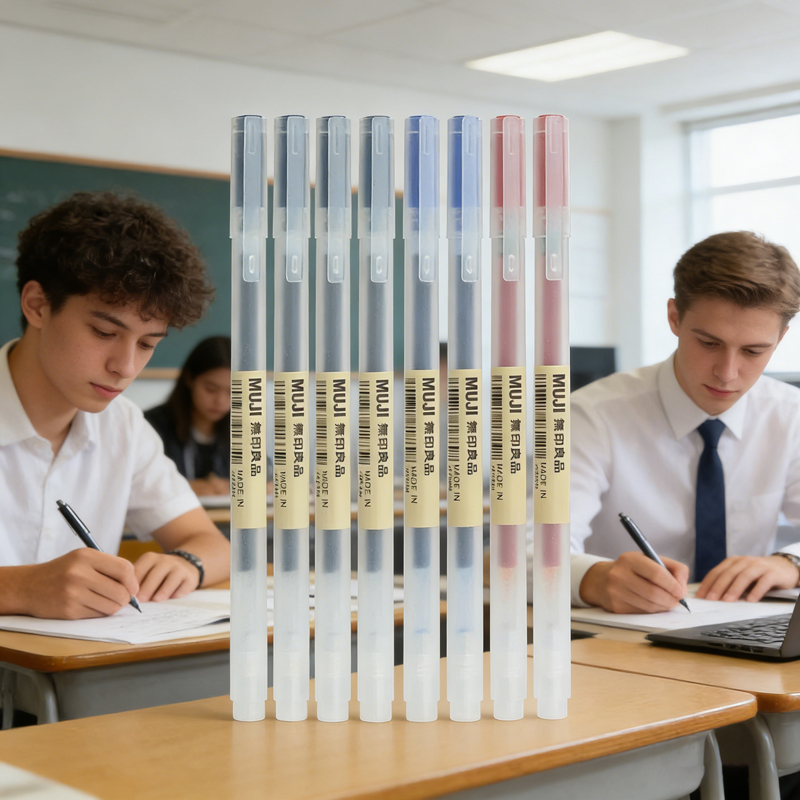 Muji Stationery Gel Pen - Stylos gel de style MUJI, noir/rouge/bleu