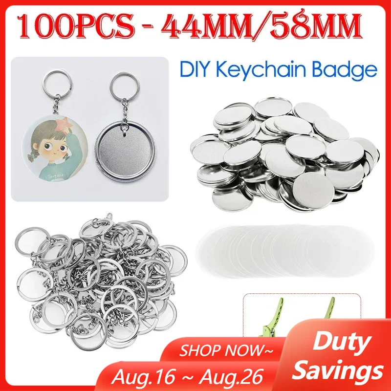 100 pièces 44mm 58mm porte-clé - Button Badge Blank avis et prix